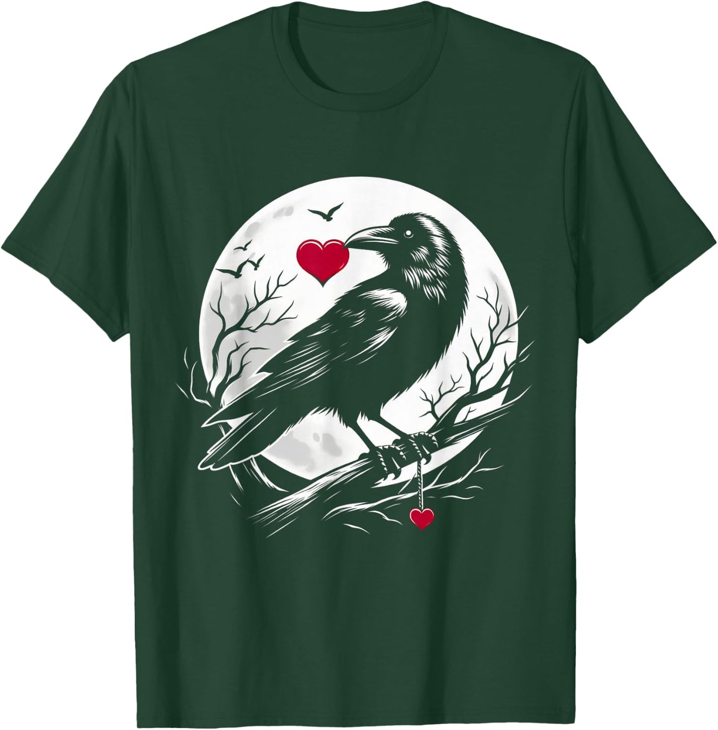 Goth Raven Heart - Dark Love - Gothic Valentines Day T-Shirt - T-Shirt | Forest