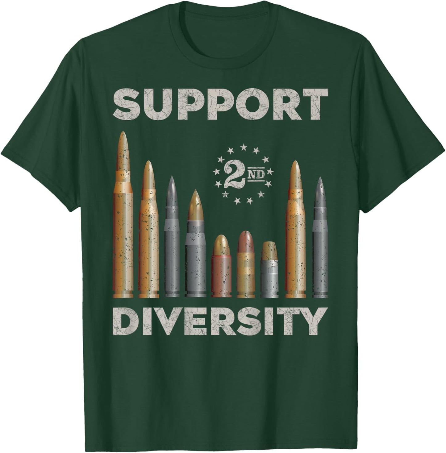 Support Diversity Bullet/Second Amendment Gun Rights Back T-Shirt - T-Shirt | Forest