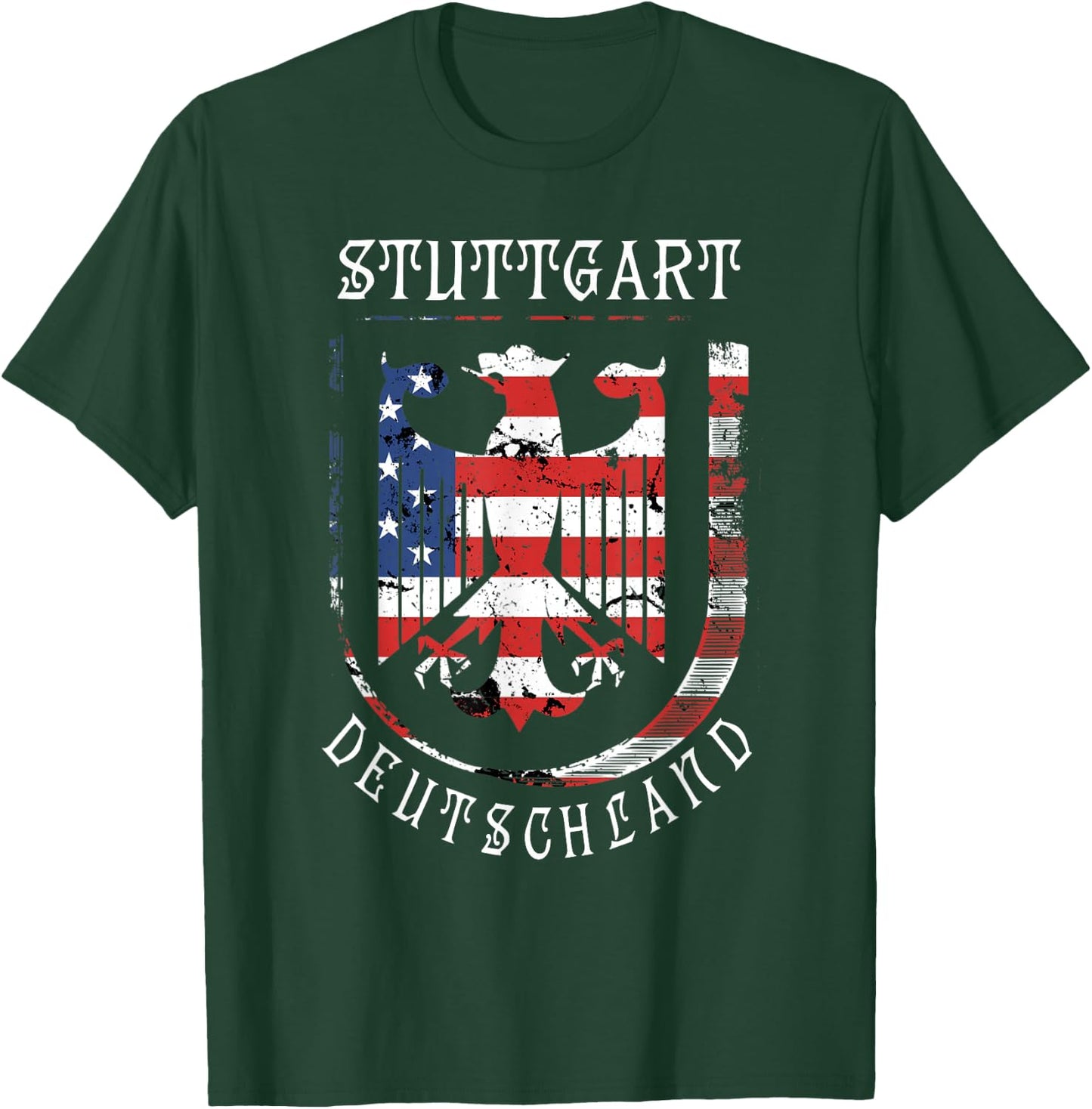 Deutschland Eagle US Flag German Military Base Stuttgart T-Shirt - T-Shirt | Forest