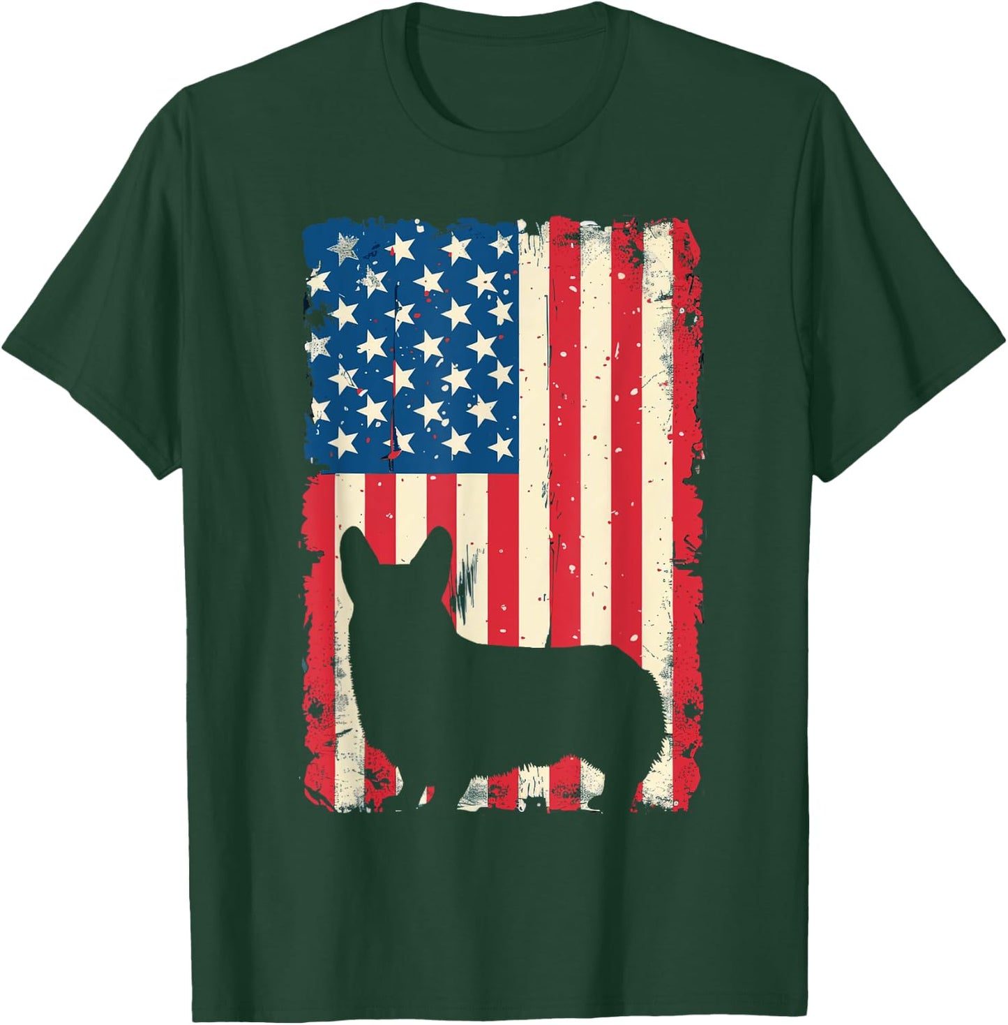 Patriotic Corgi Dog Lover 4th of July USA American Flag T-Shirt - T-Shirt | Forest