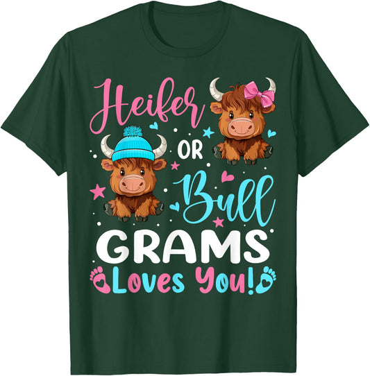 Bull or Heifer Grams Loves You Highland Cow Lover T-Shirt - T-Shirt | Forest