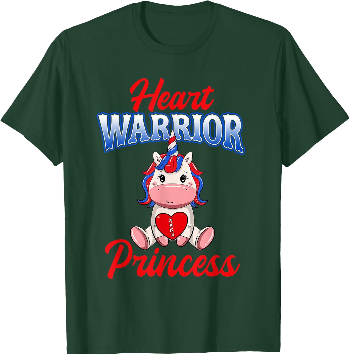 Unicorn Heart Warrior Princess CHD Awareness Shirts Girls T-Shirt - T-Shirt | Forest
