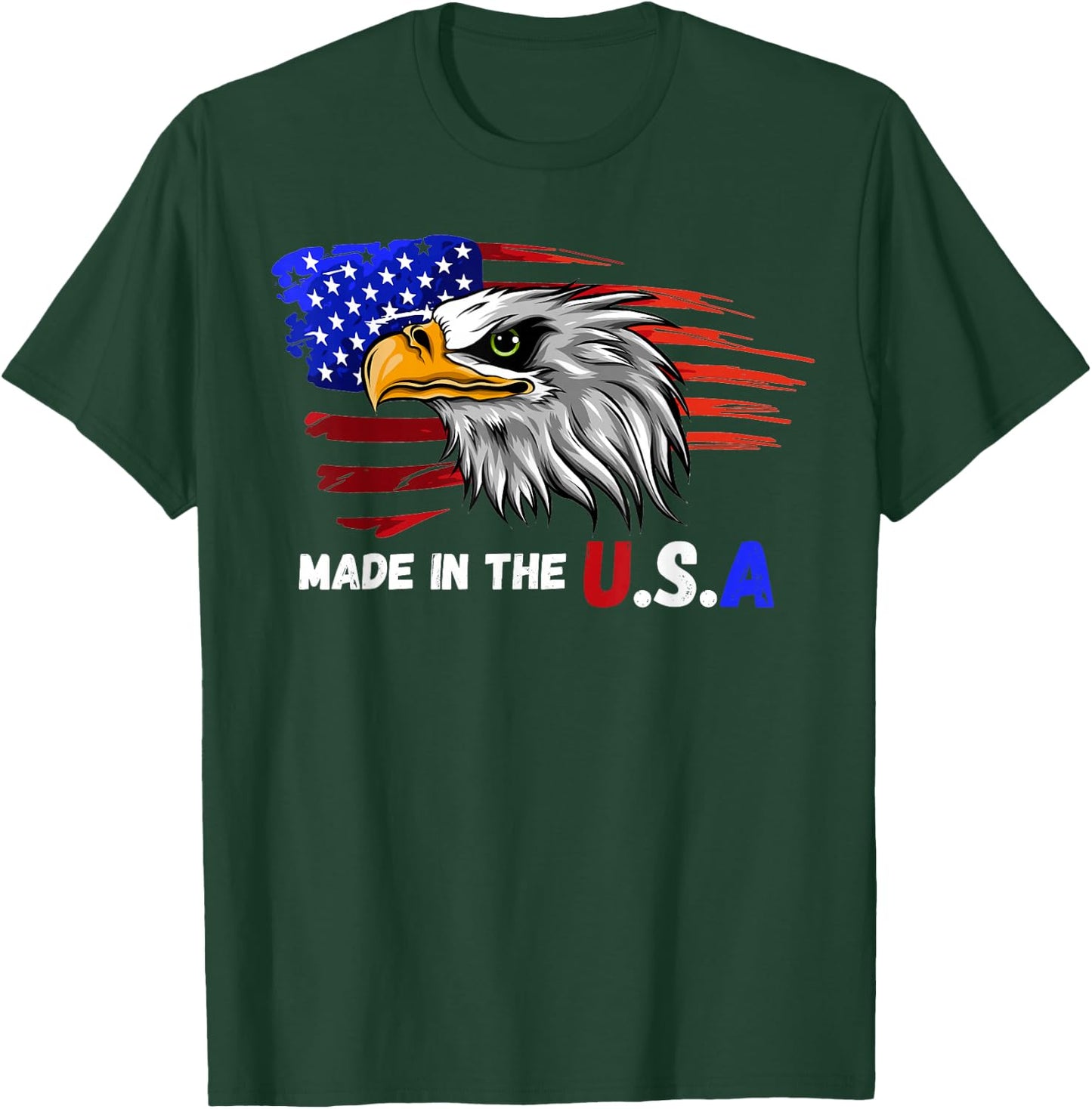 Made In The U.S.A Bald Eagle Patriotic Flag Tattoo T-Shirt - T-Shirt | Forest