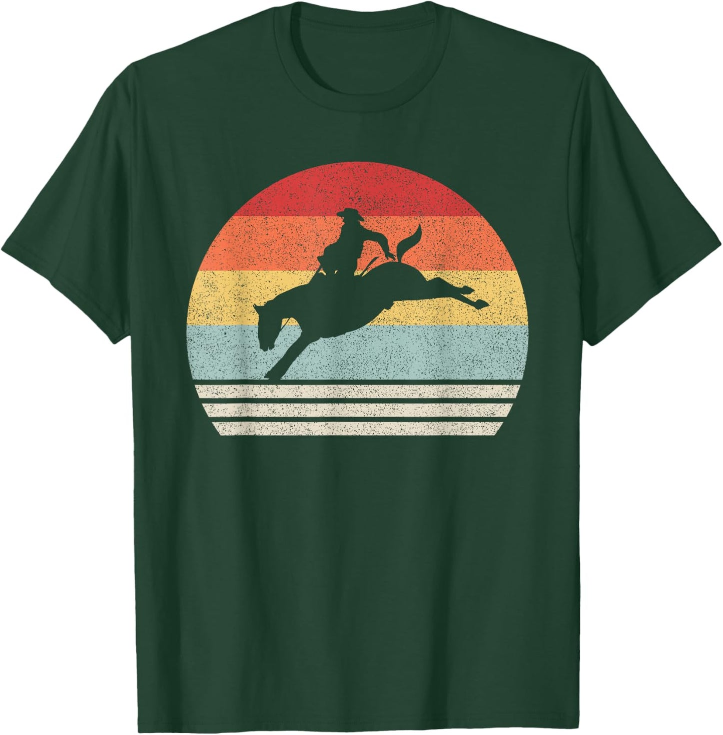 Retro Rodeo Bucking Bronc Riding Bronco Horse T-Shirt - T-Shirt | Forest