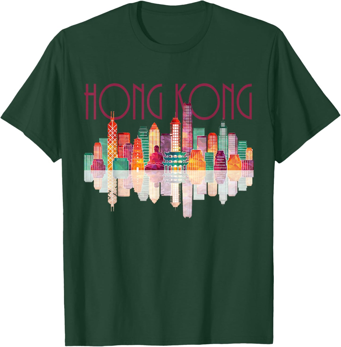 Hong Kong Travel Harbor Night City Line T-Shirt - T-Shirt | Forest