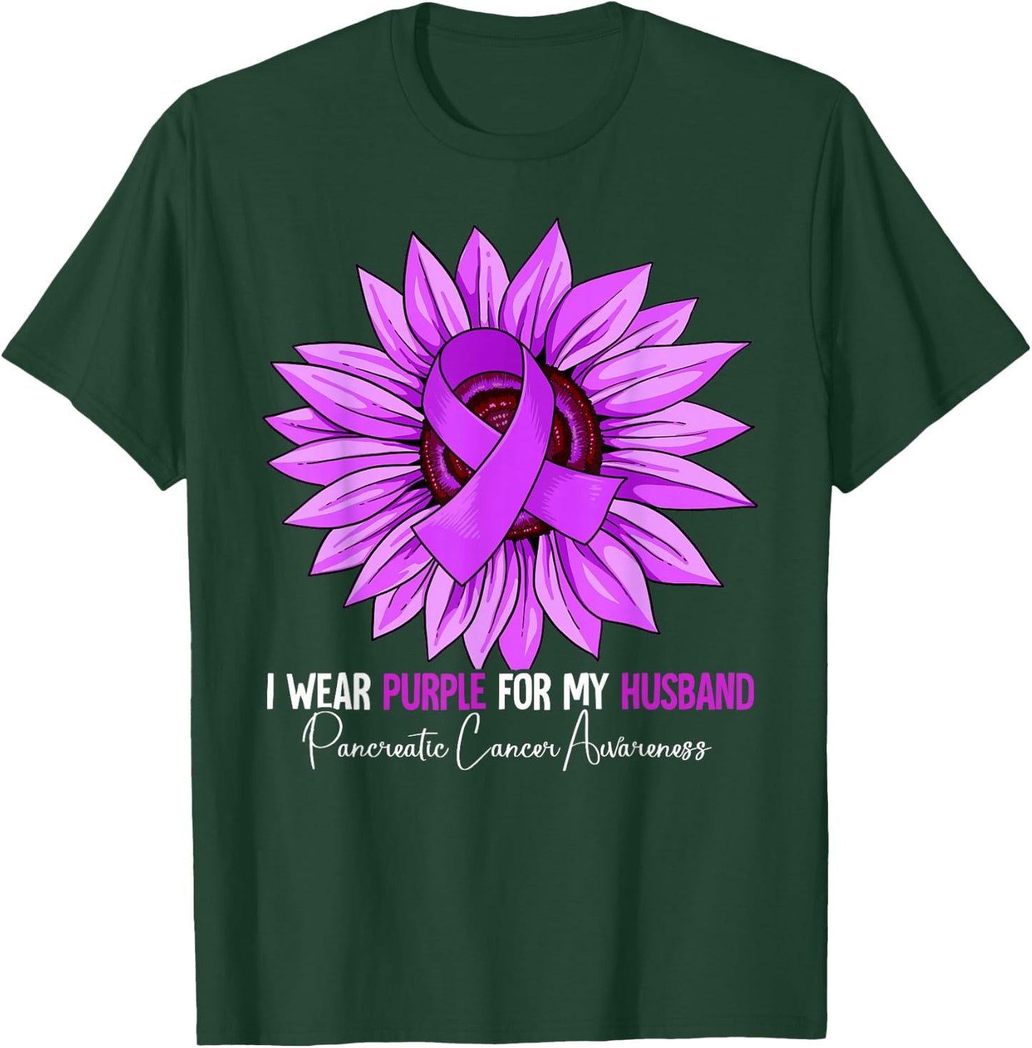 I Wear Purple For My Husband Pancreatic Cancer Awareness T-Shirt - T-Shirt | Forest