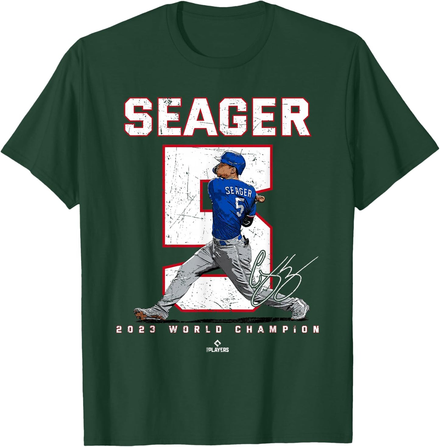 Player Number 2023 World Champion Corey Seager Texas MLBPA T-Shirt - T-Shirt | Forest