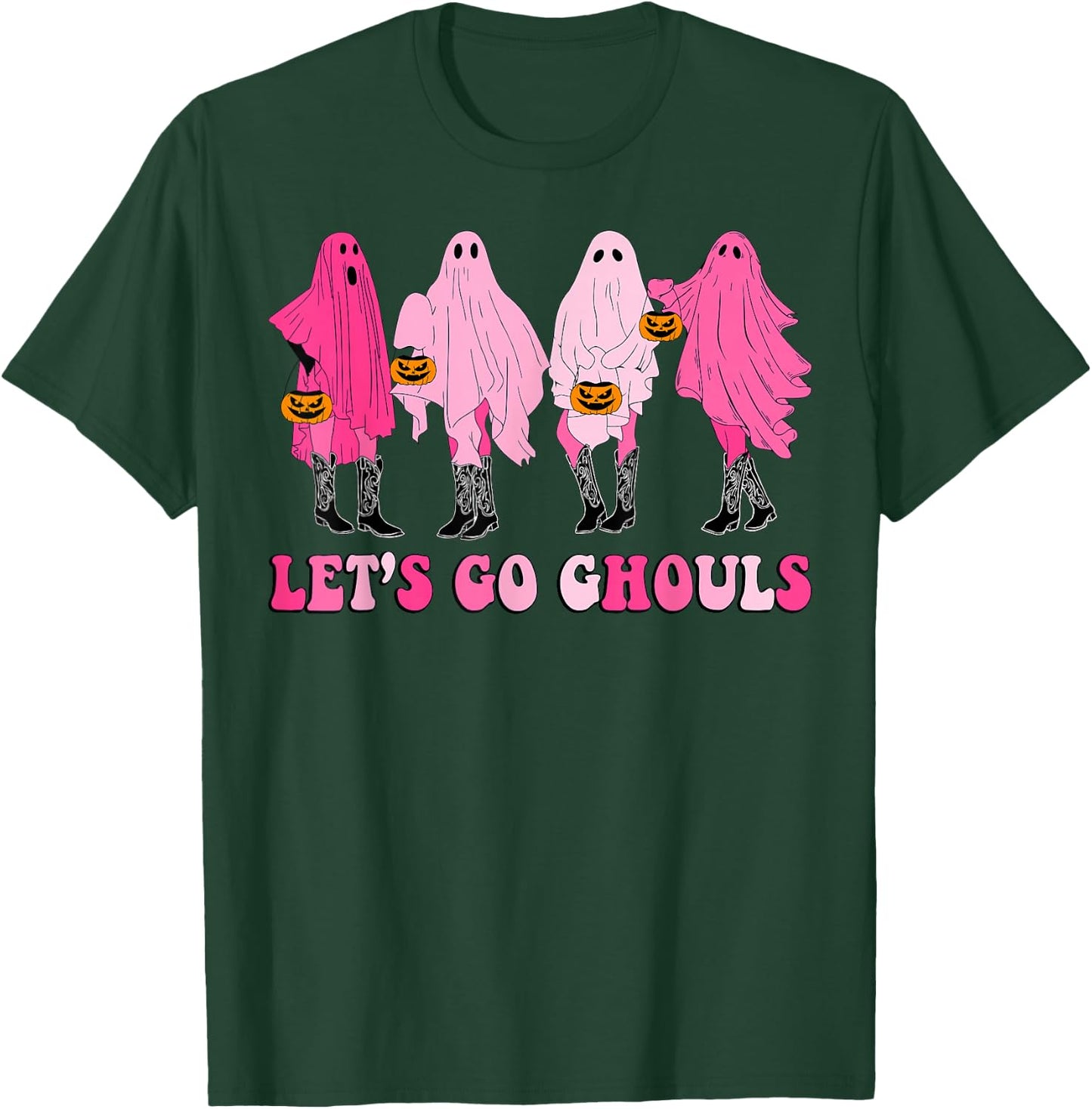 Let’s Go Ghouls Groovy Trick Or Treat Ghosts Halloween T-Shirt - T-Shirt | Forest