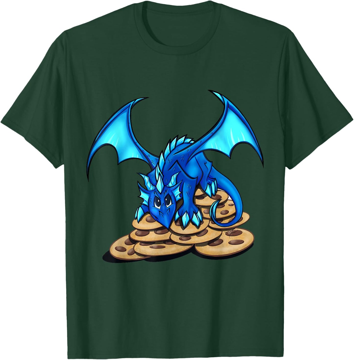 Cute Blue Dragon and His Cookie Treasure Hoard T-Shirt - T-Shirt | Forest