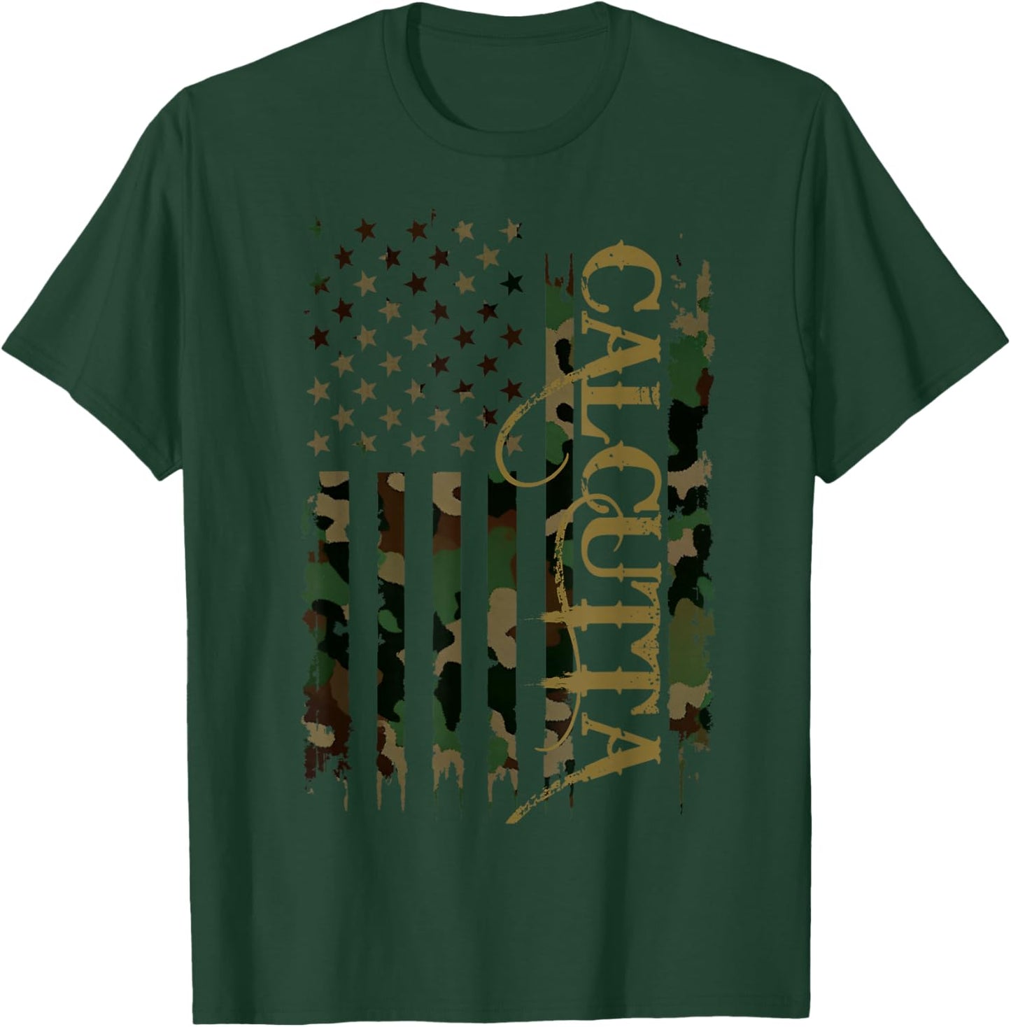 Calcutta United States Distressed Camo w US Flag T-Shirt - T-Shirt | Forest