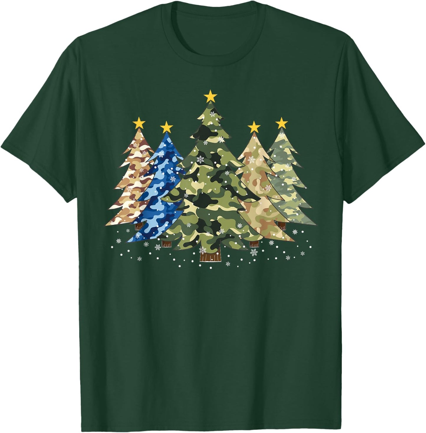 Camo Print Christmas Trees with Camouflage Print Xmas T-Shirt - T-Shirt | Forest