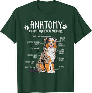 Funny Anatomy Australian Shepherd Dog Lover Aussie Small T-Shirt - T-Shirt | Forest