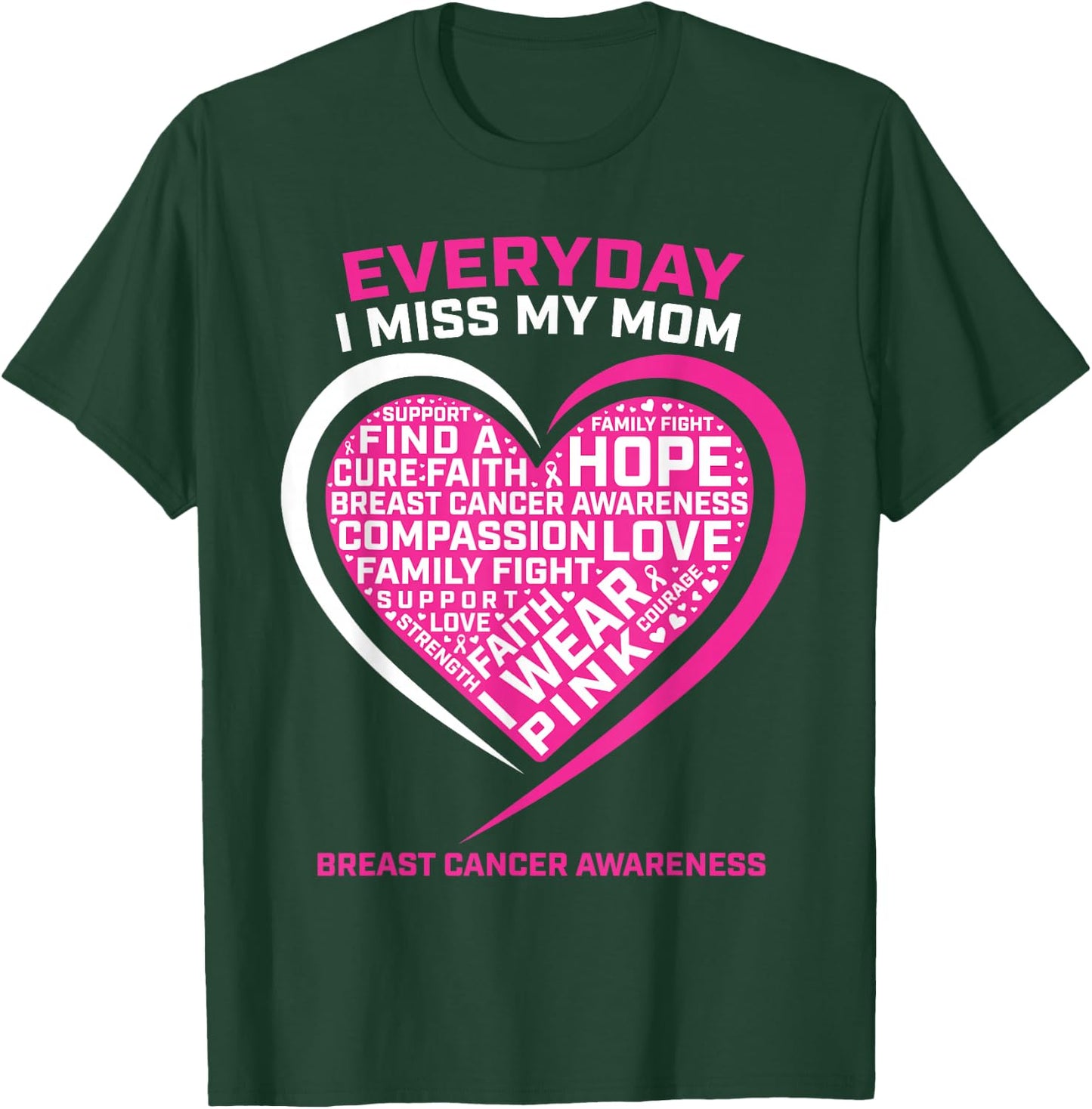 Remembrance In Memory Of My Mom Pink Breast Cancer Awareness T-Shirt - T-Shirt | Forest