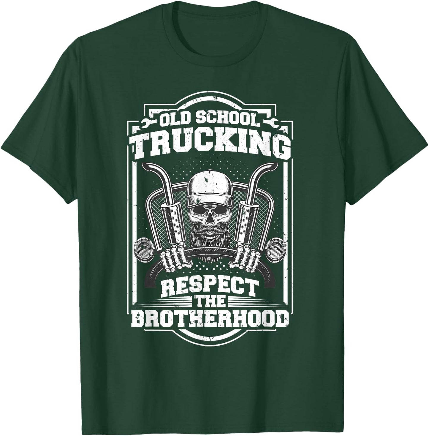 Trucker Truck Driver Old School Trucking Brotherhood T-Shirt - T-Shirt | Forest