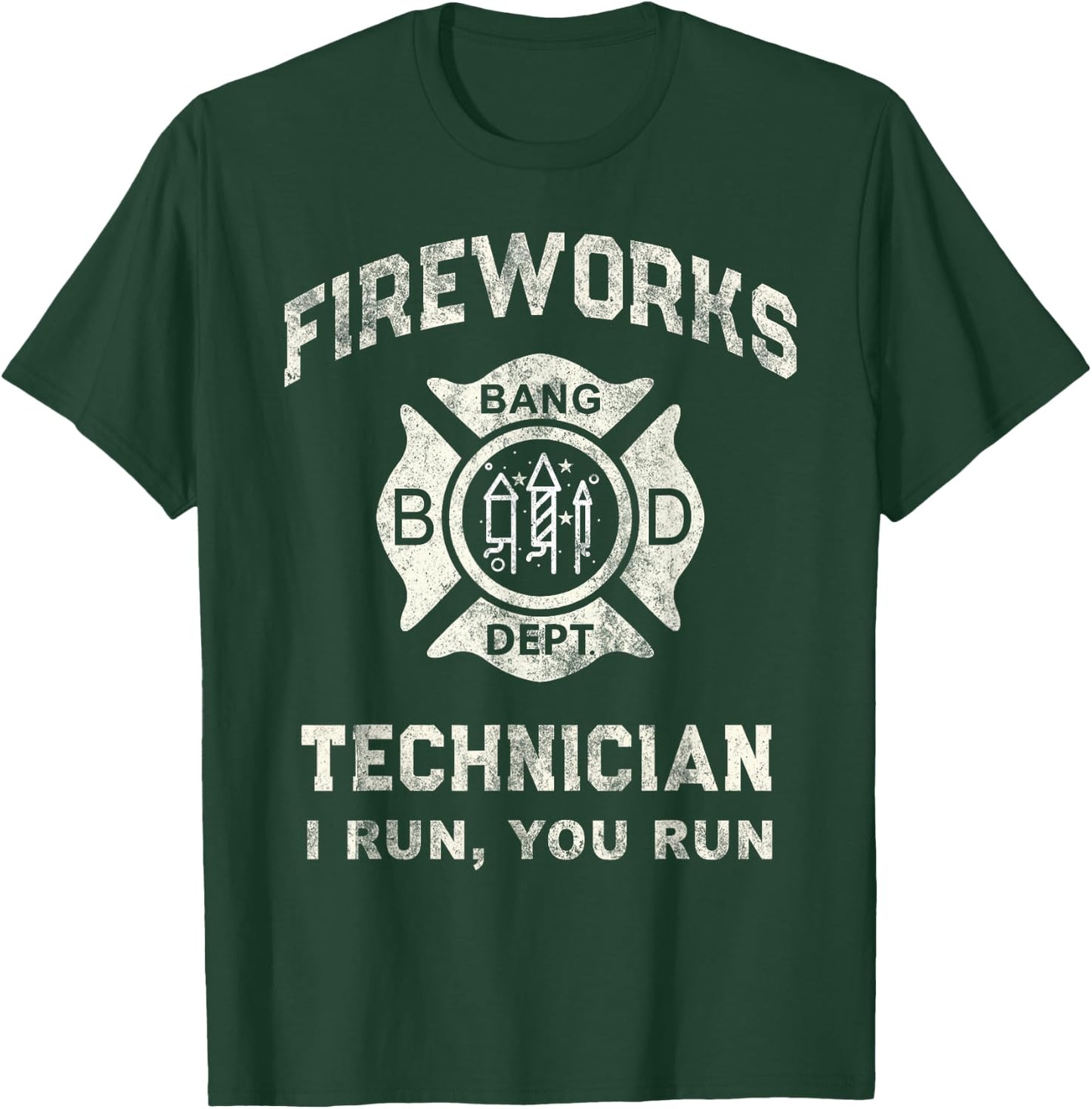 Funny Fireworks Technician Pyro Tech Firefighter America Red T-Shirt - T-Shirt | Forest