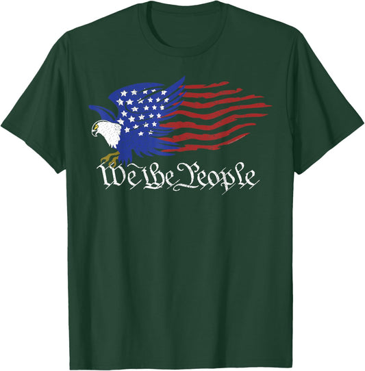 Patriotic Grunge USA Flag Eagle We the People 4th of July T-Shirt - T-Shirt | Forest