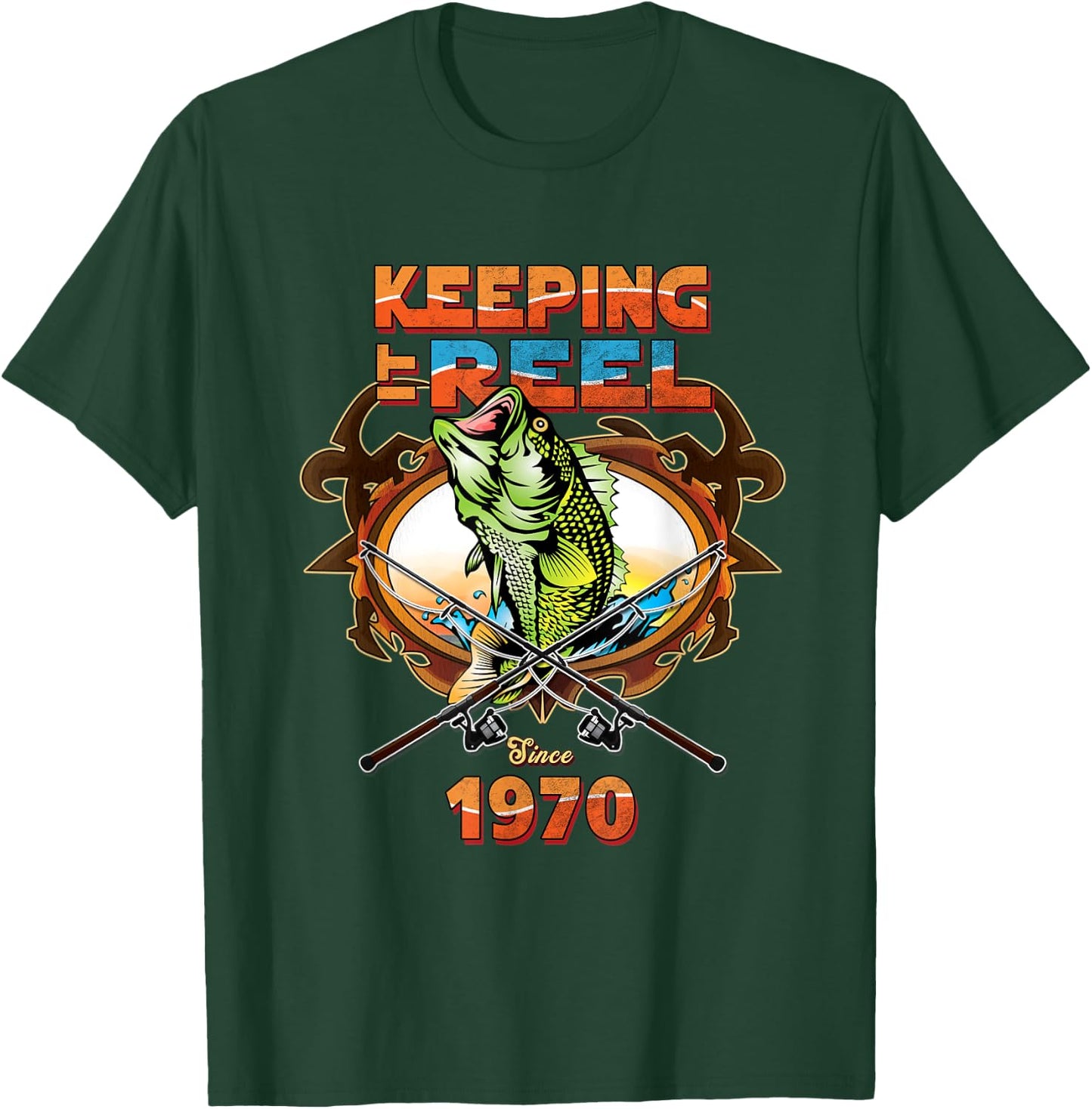 50th Birthday Fishing Shirt Keeping It Reel Since 1970 T-Shirt - T-Shirt | Forest
