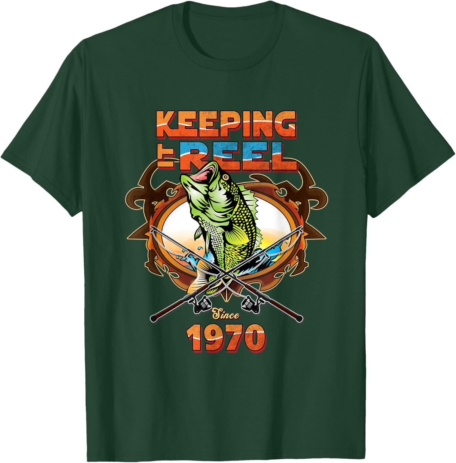 50th Birthday Fishing Shirt Keeping It Reel Since 1970 T-Shirt - T-Shirt | Forest