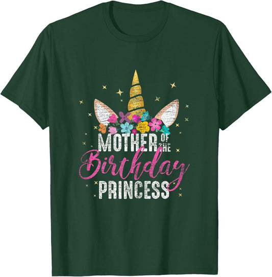 Mother Of The Birthday Princess Mommy Gifts Unicorn Birthday T-Shirt - T-Shirt | Forest