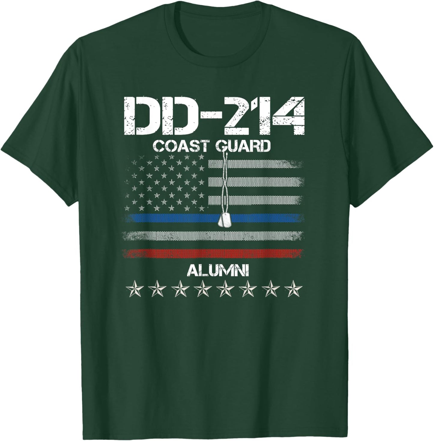 DD-214 US Coast Guard Alumni USCG American Flag Vintage T-Shirt - T-Shirt | Forest