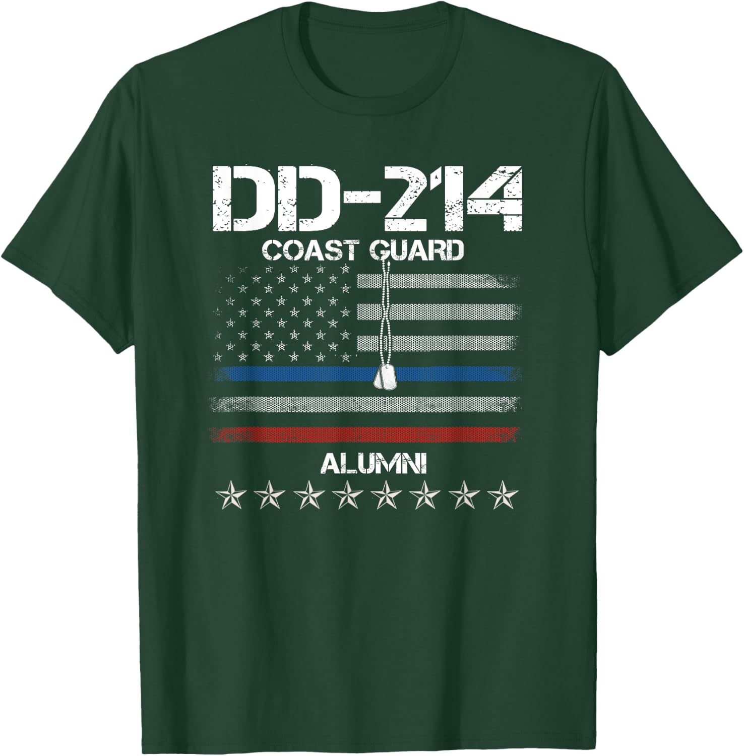 DD-214 US Coast Guard Alumni USCG American Flag Vintage T-Shirt - T-Shirt | Forest