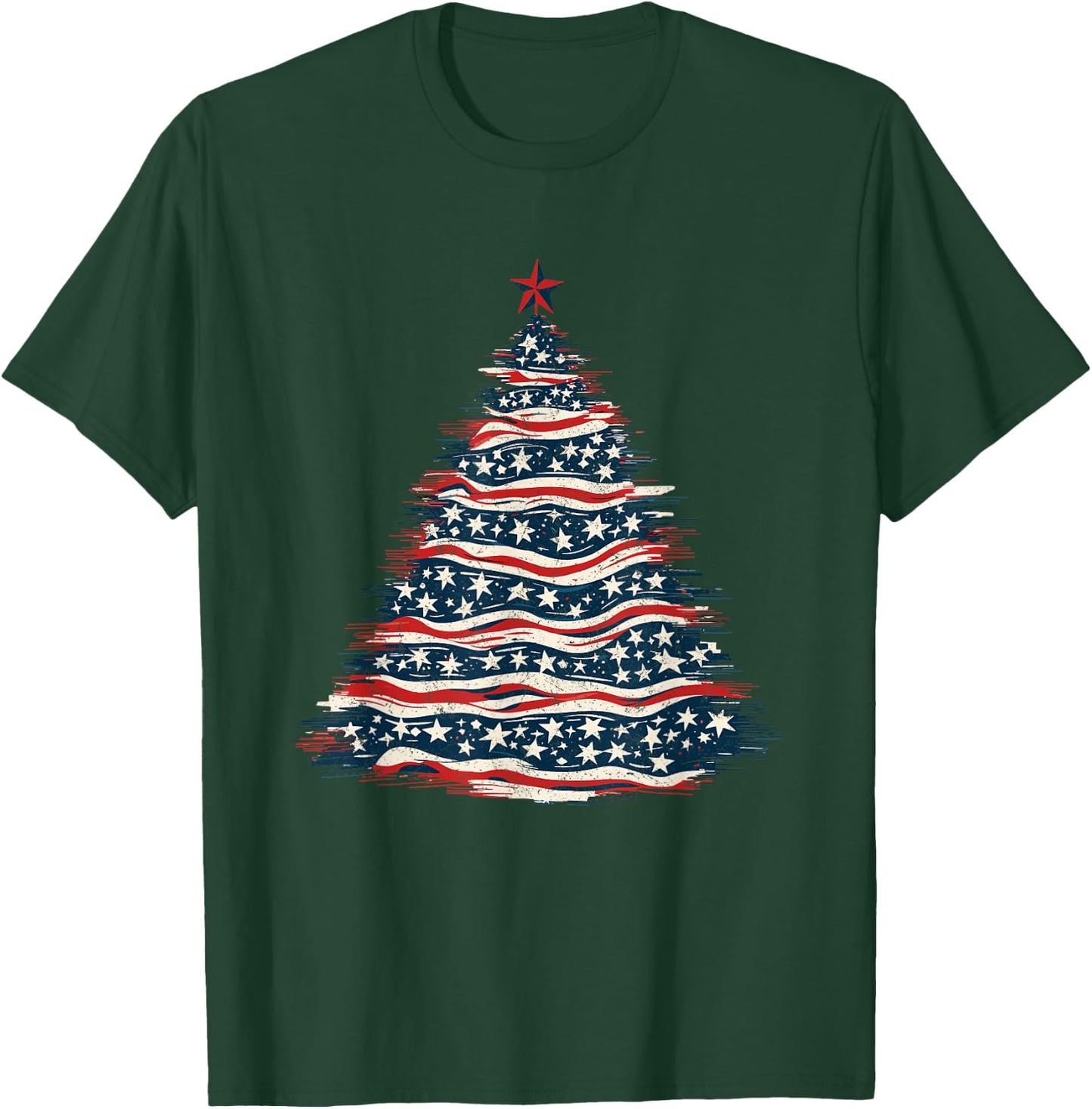 Patriotic American Flag Christmas Tree T-Shirt - T-Shirt | Forest