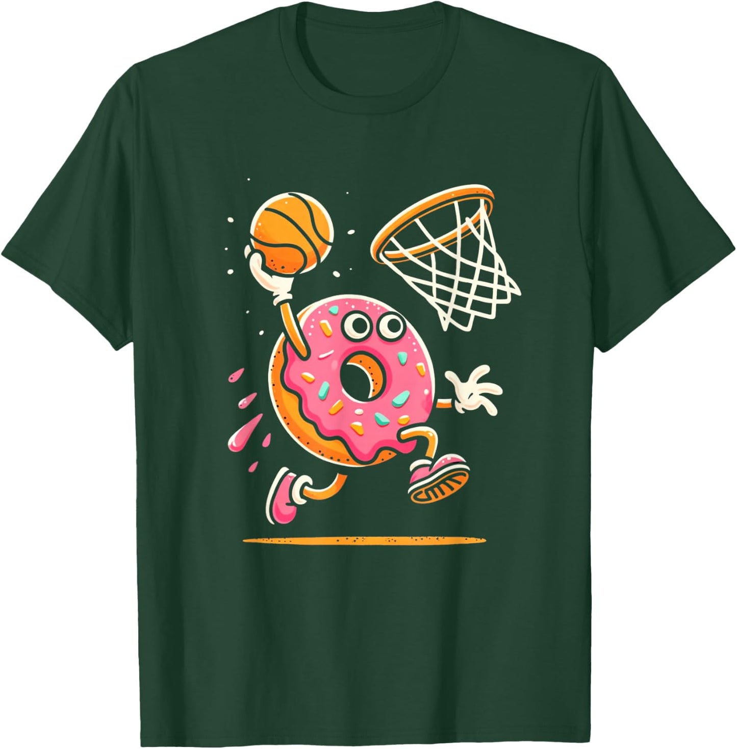 Funny Donut Dunking Basketball Food Champ Sports Donut T-Shirt - T-Shirt | Forest