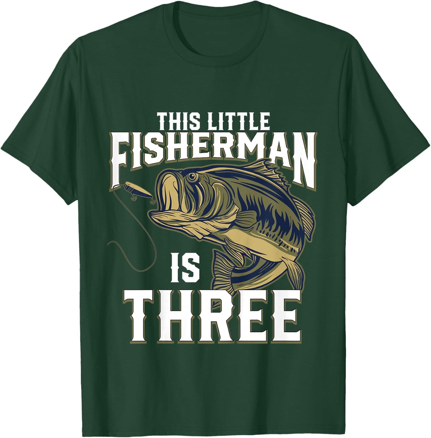 Kids 3 Year Old Fishing Birthday Party Fisherman 3rd Gift Boy T-Shirt - T-Shirt | Forest