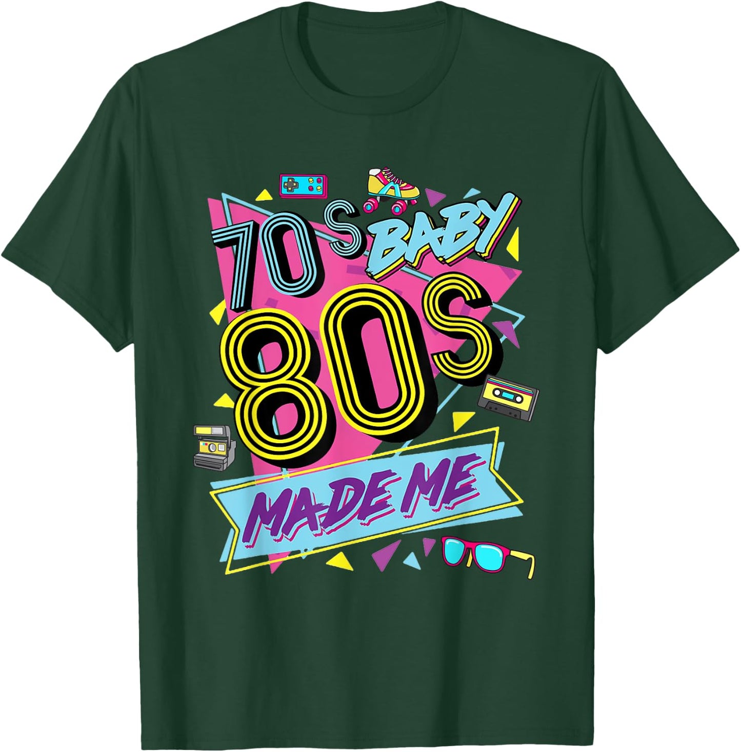 Retro Vintage 70's Baby 80's Made Me Nostalgia Classic T-Shirt - T-Shirt | Forest