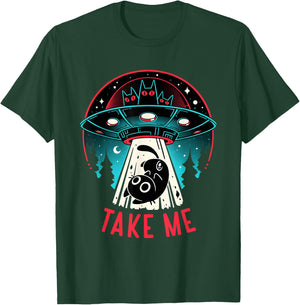 Alien Cat Abducts Cat Take Me T-Shirt - T-Shirt | Forest