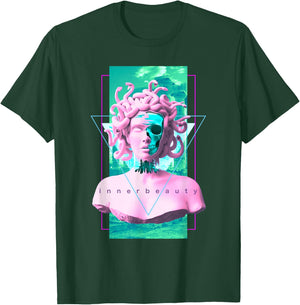Vaporwave Medusa Skull Statue Aesthetic Art Retro T-Shirt - T-Shirt | Forest