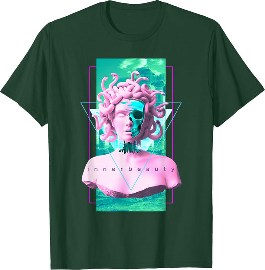 Vaporwave Medusa Skull Statue Aesthetic Art Retro T-Shirt - T-Shirt | Forest