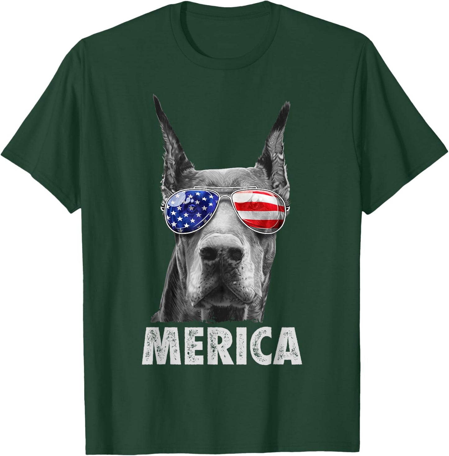 Doberman 4th of July Merica Men American Flag Sunglasses T-Shirt - T-Shirt | Forest