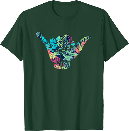 Shaka Hawaiian Floral Surfing Hawaii T-Shirt - T-Shirt | Forest