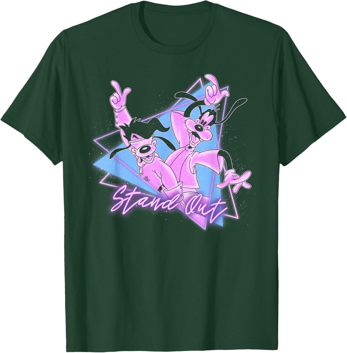 Disney Goofy and Son Retro Neon Portrait T-Shirt - T-Shirt | Forest
