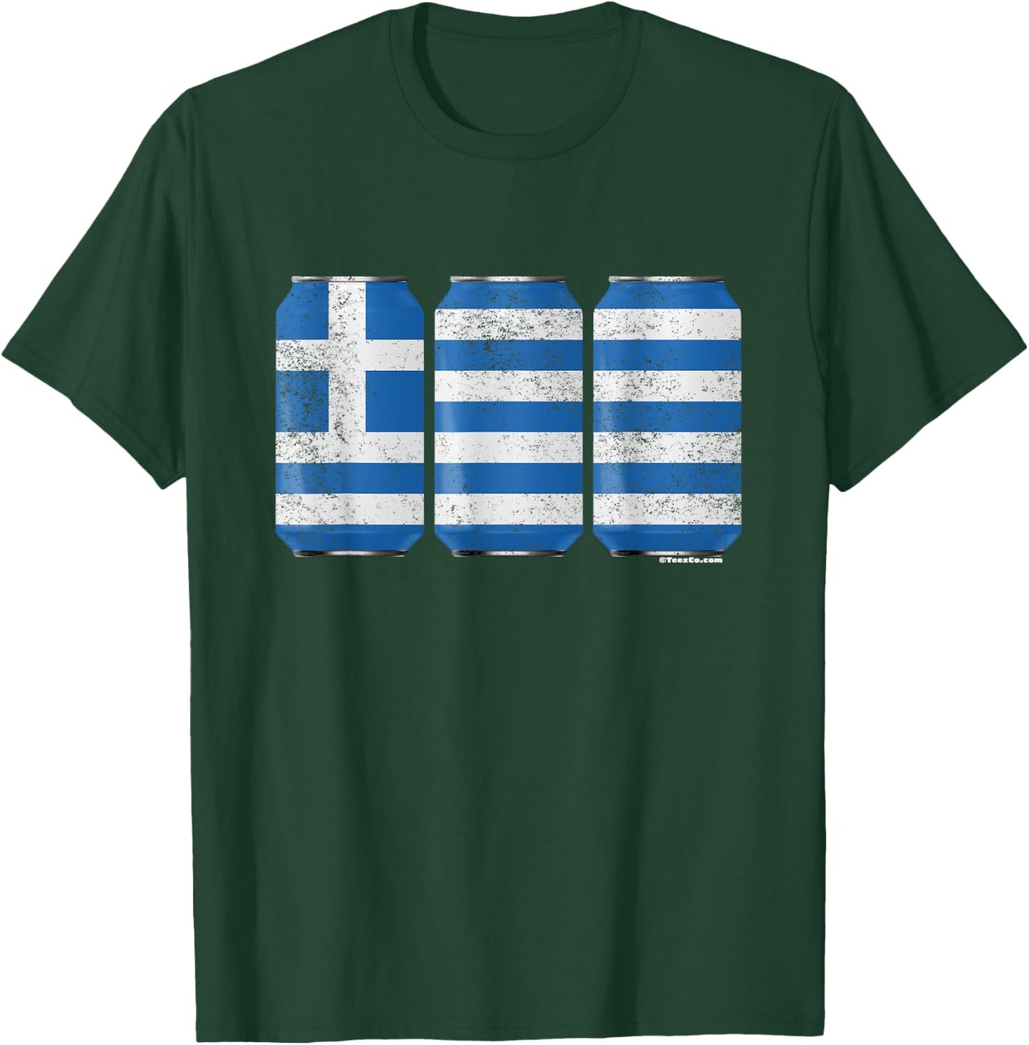 Cool Graphic Beer Cans Greece Flag T-Shirt - T-Shirt | Forest