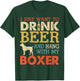 Boxer Dad Drink Beer Hang With Dog Funny Men Vintage T-Shirt - T-Shirt | Forest