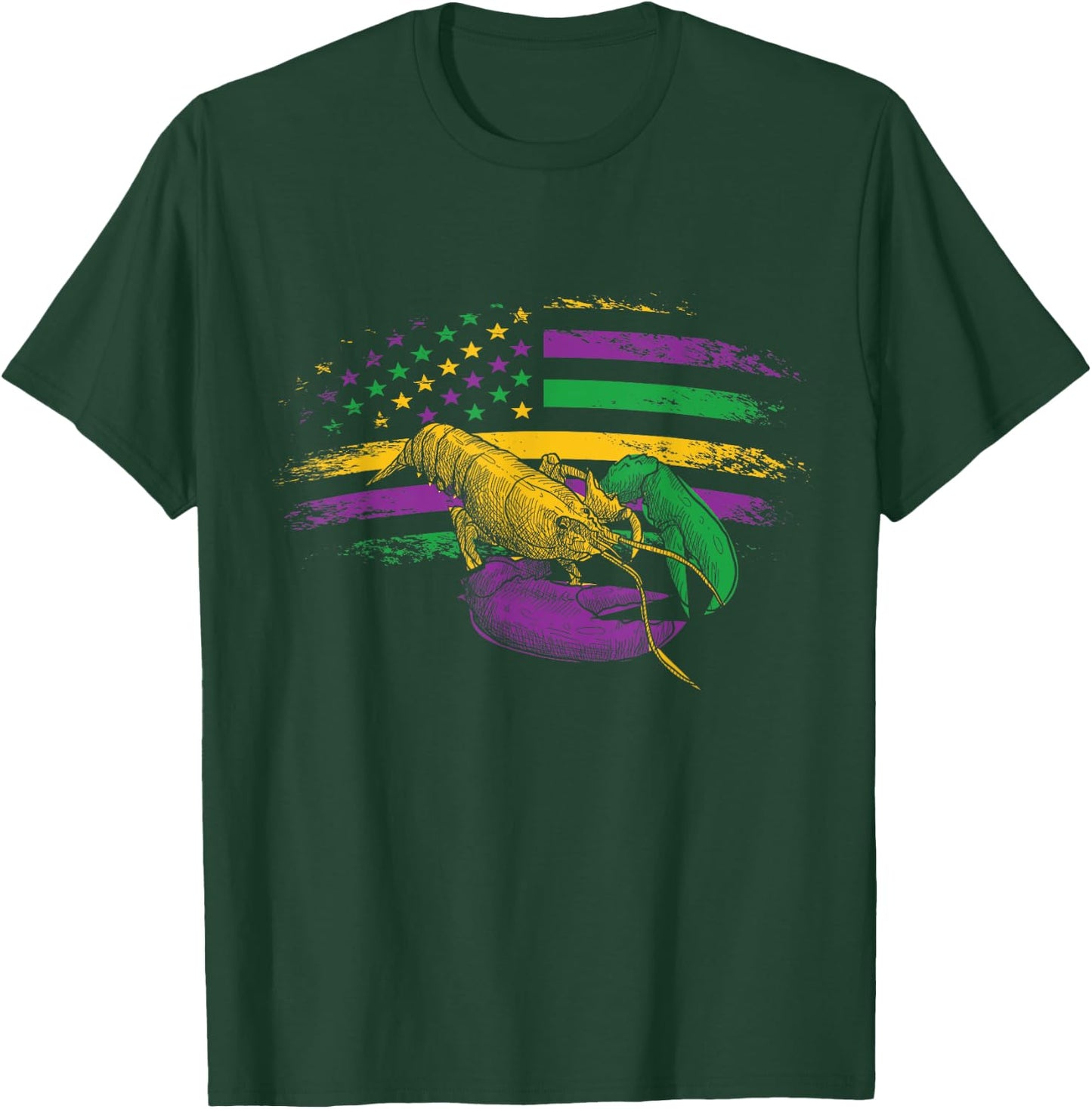 Celebration Carnival Parade US Flag Crawfish Mardi Gras T-Shirt - T-Shirt | Forest