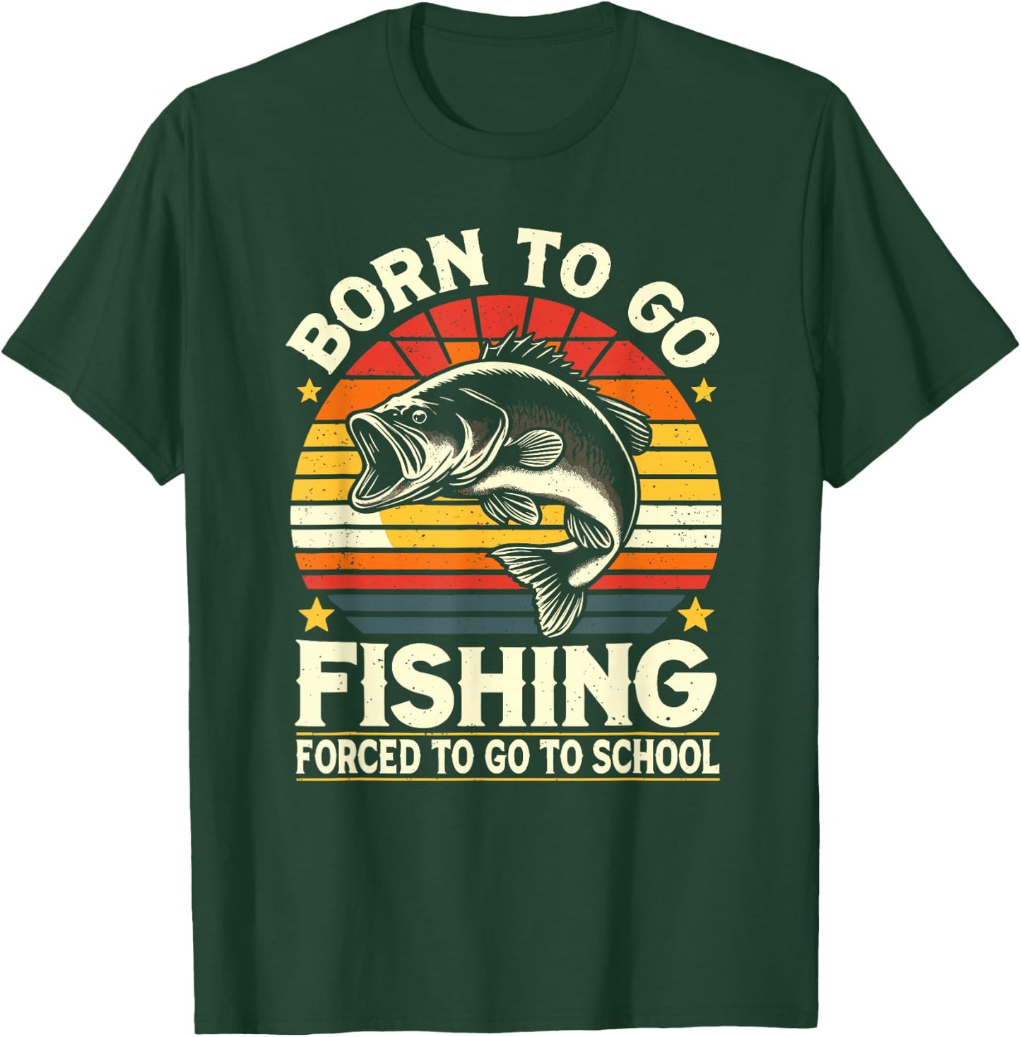Born To Go Fishing Forced To Go To School, Kids Boys Fishing T-Shirt - T-Shirt | Forest