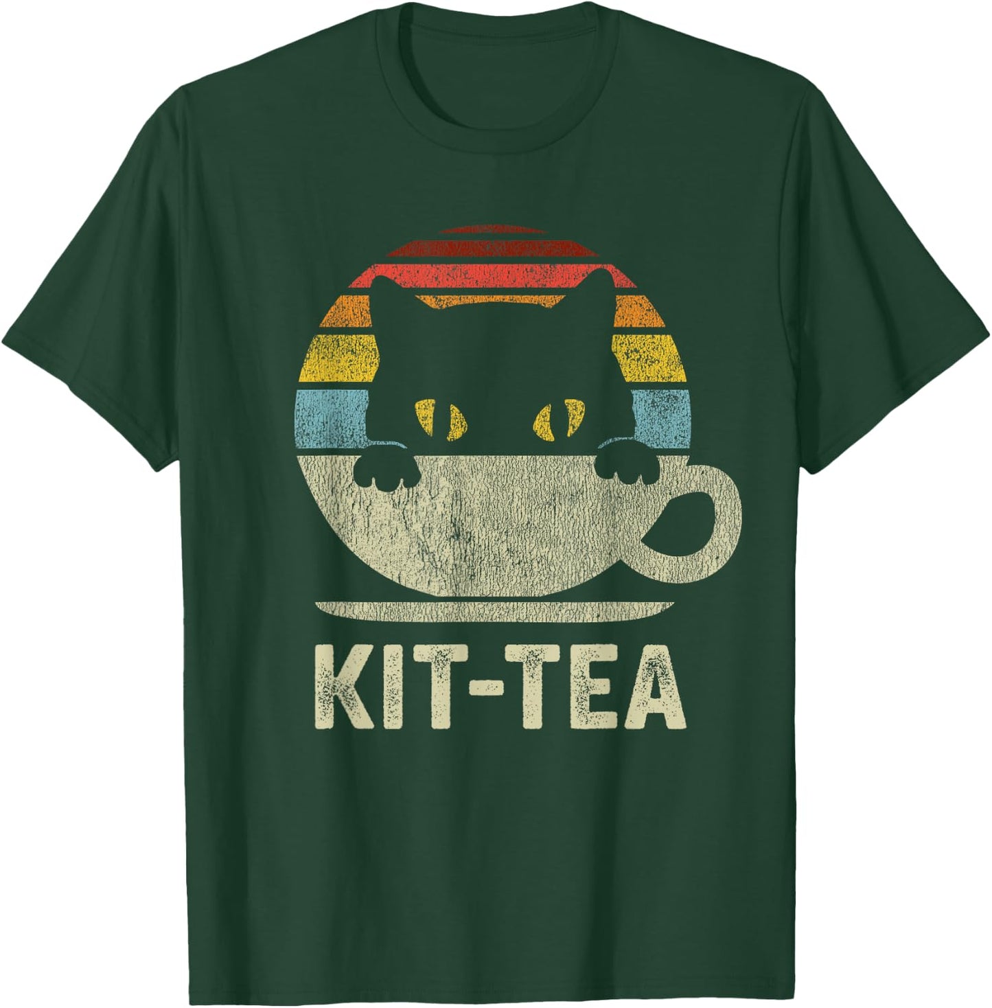 Kit Tea Black Kitty Cat Tea Lover Gift T-Shirt - T-Shirt | Forest