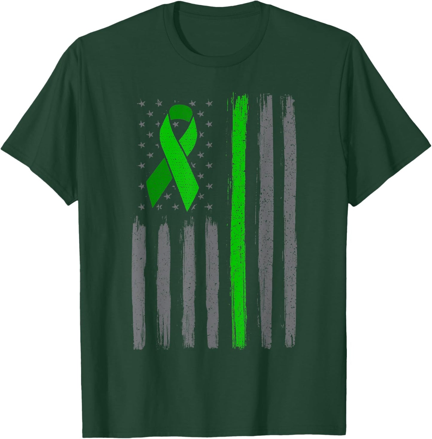 Green emerald ribbon flag liver cancer awareness T-Shirt - T-Shirt | Forest
