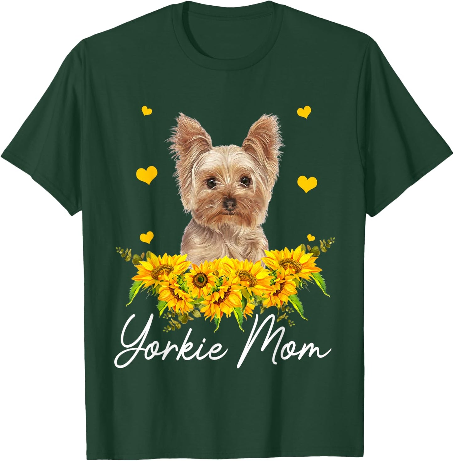 Sunflower Yorkie Mom Dog Lover T-Shirt - T-Shirt | Forest