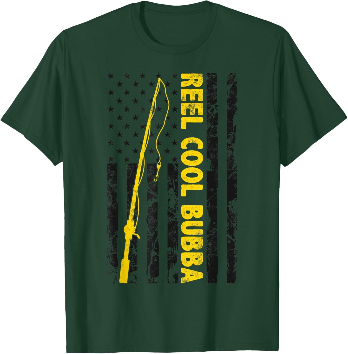 Reel cool Bubba Fishing American Flag Gift Fisherman Bubba T-Shirt - T-Shirt | Forest