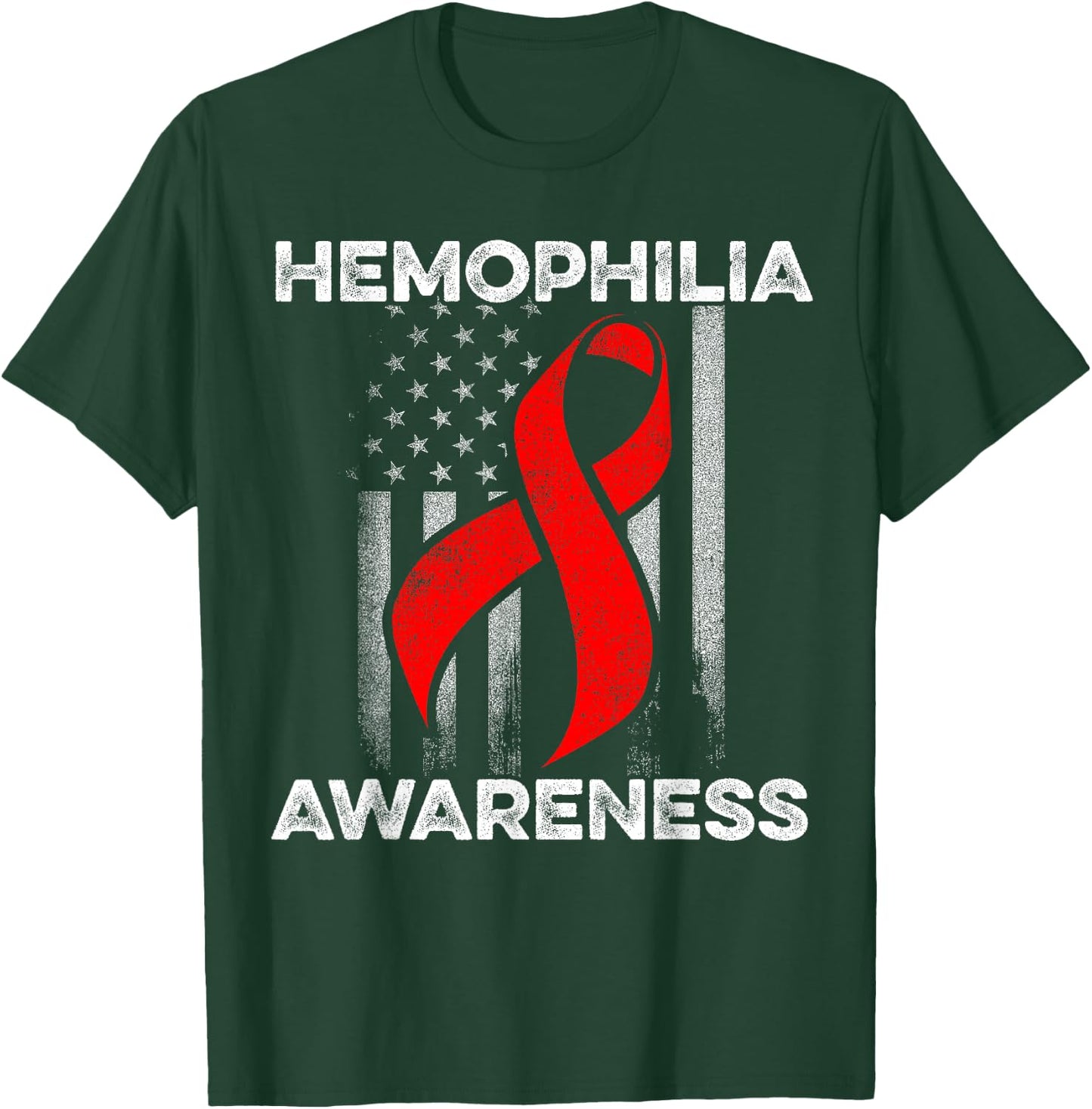 Hemophilia Awareness Survivor USA Flags Warrior T-Shirt - T-Shirt | Forest