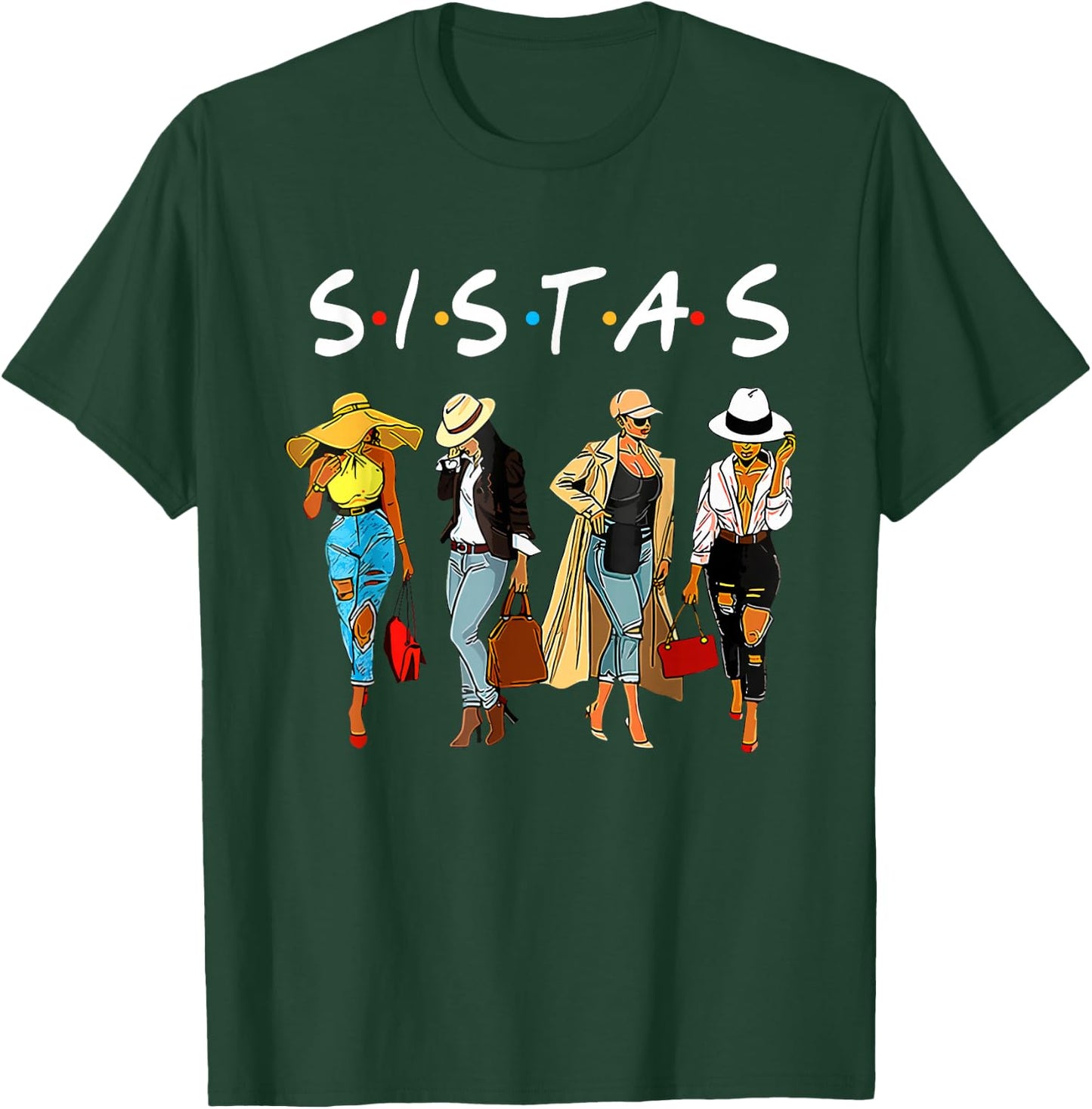 Cute Proud Black Sistas Queen Melanin African American Women T-Shirt - T-Shirt | Forest