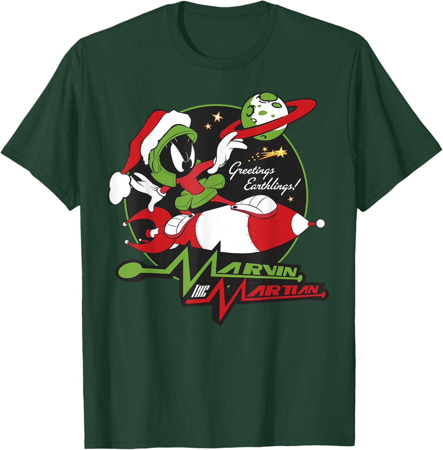 Looney Tunes Christmas Marvin The Martian Greetings T-Shirt - T-Shirt | Forest
