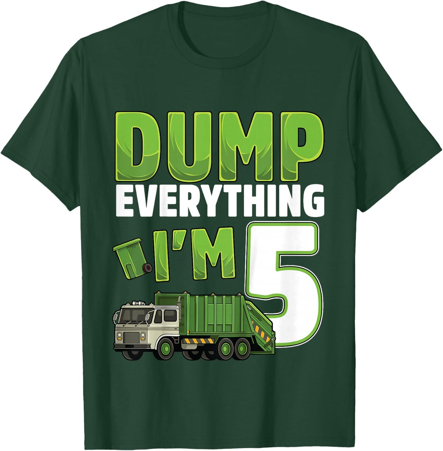 Kids Recycling Trash 5 Year Old Garbage Truck 5th Birthday Boy T-Shirt - T-Shirt | Forest