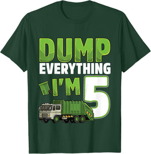 Kids Recycling Trash 5 Year Old Garbage Truck 5th Birthday Boy T-Shirt - T-Shirt | Forest