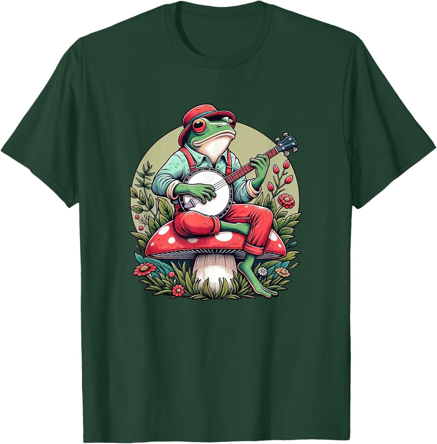 Banjo Froggy Fungi Serenade Cool Funny Frog Mystical Forest T-Shirt - T-Shirt | Forest