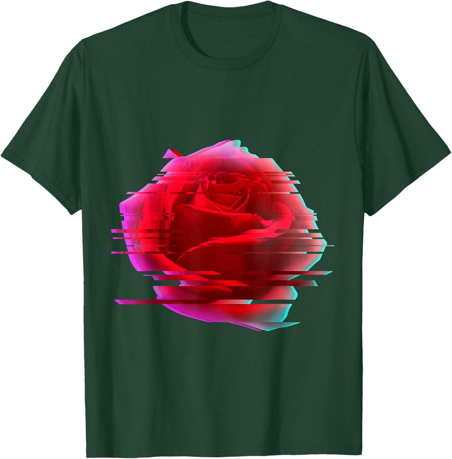 Glitch Rose Vaporwave Aesthetic Trippy Psychedelic T-Shirt - T-Shirt | Forest